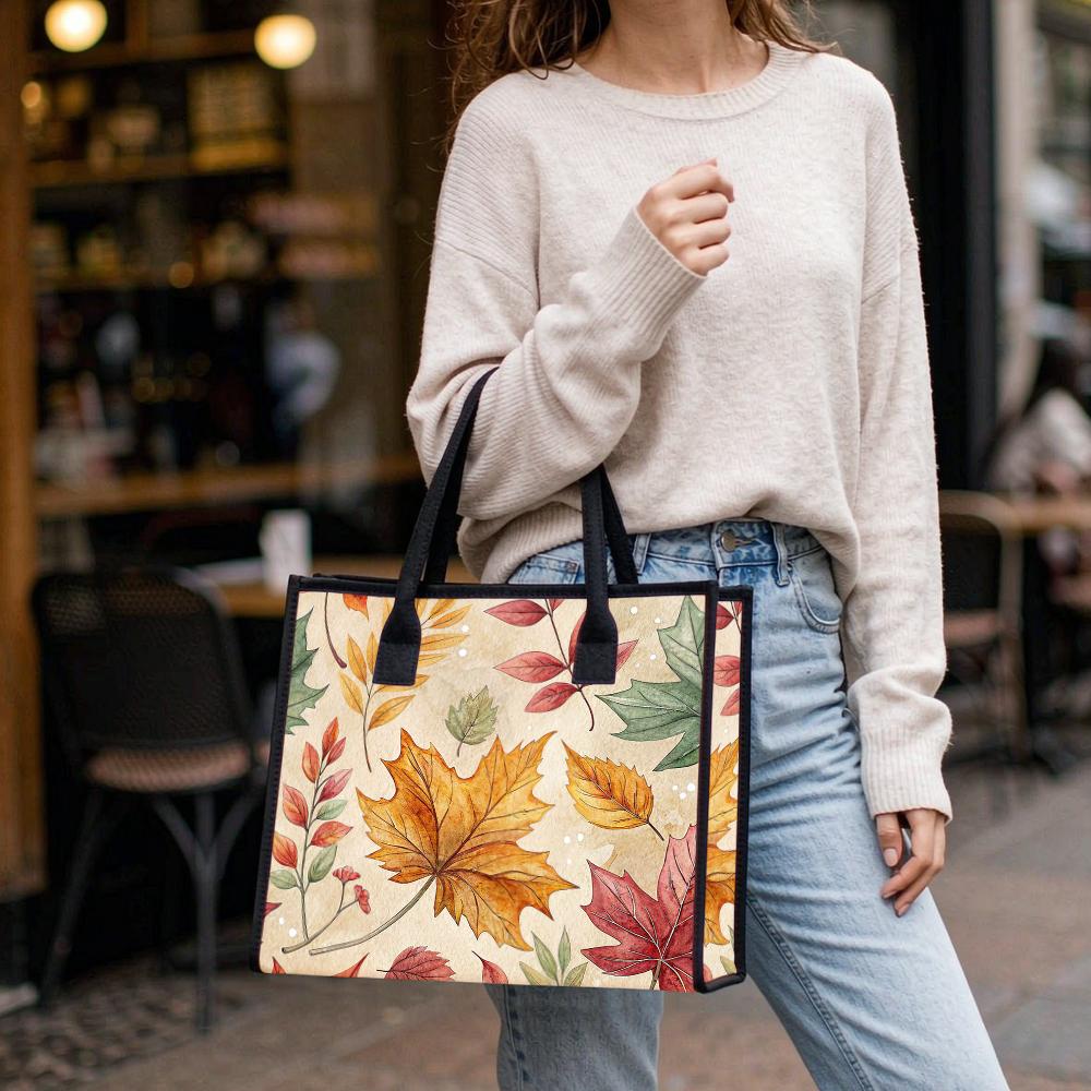 Autumn Leaf Print Large Capacity Daily Tote Bag