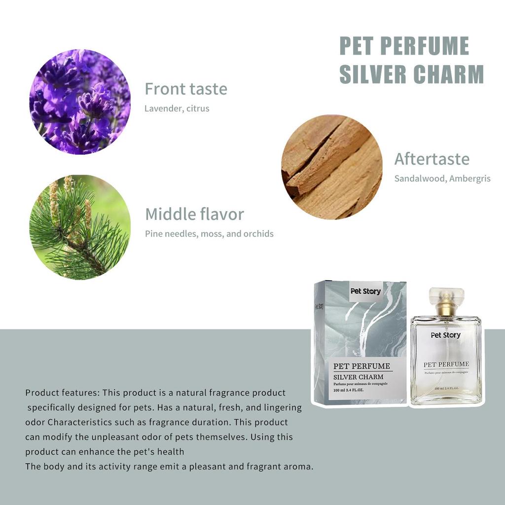 Pet Perfume 100ml: Long-lasting Deodorizing Spray for Cats & Dogs in Elegant Glass Bottle