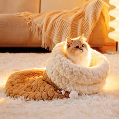 Thickened Semi-enclosed Cat Sleeping Bag Warm Windproof Cat Tunnel Nest Comfortable Soft Pet Cozy Cave Winter