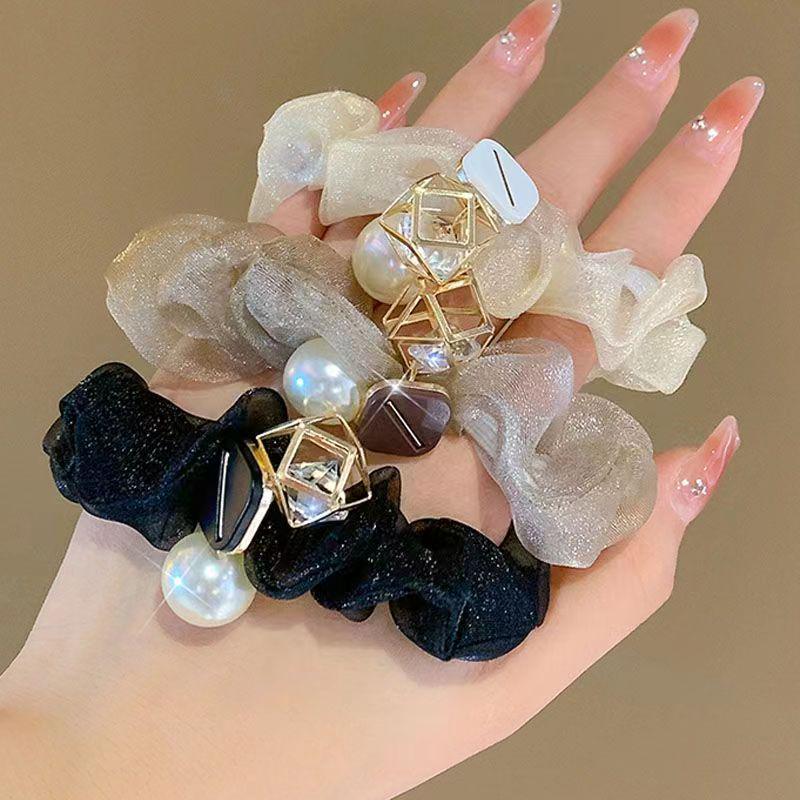 Luxury Pearl Organza Hair Band with Rhinestones