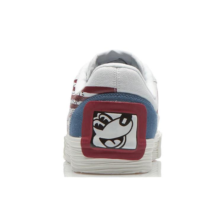 Disney X Keith Haring x Li Ning Mickey Slip Resistant Abrasion Resistant Low top Skateboard Shoes Men's White Gray AECR049-1