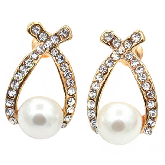 Dámské náušnice s umělými perlami náušnice Cross drahokamu svatební šperky dárek