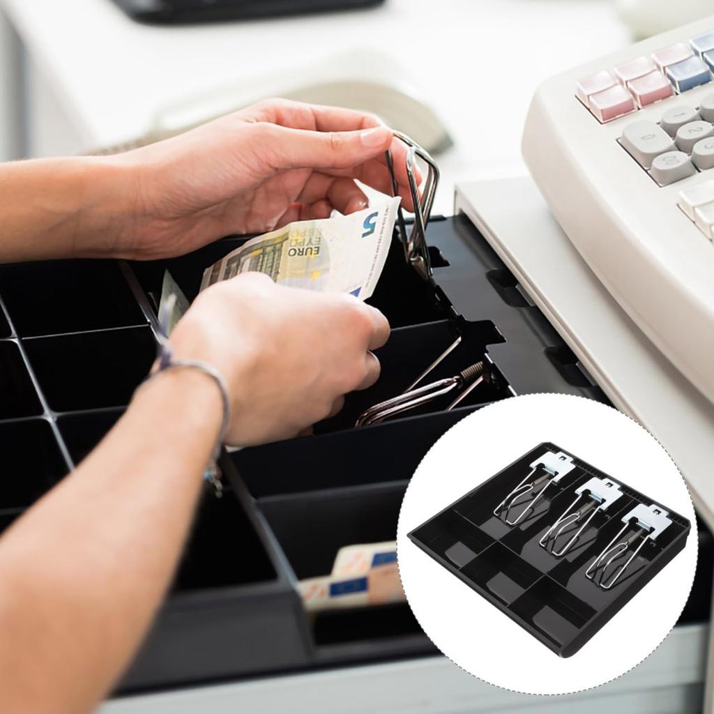 Ciieeo Drawer Metal Cash Register Sorter Storage Coin Tray Multi-Compartment Storage Tray Cash Register Insert Tray Cash Tray Money Tray Cash Holder