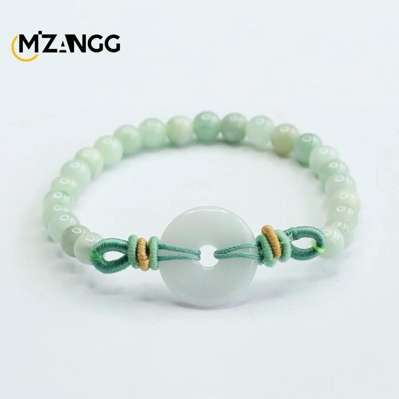 Natural Myanmar Jadeite Bracelet Peace Buckle Jade Beads String Exquisite Fashion Jewelry Lucky Charms for Men and Women Gifts