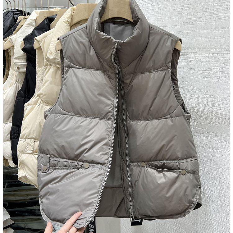 Winter Women Puffer Vest Stand Collar Sleeveless Jacket Loose Fit Short Waistcoat Quilted Outerwear Casual Fashion