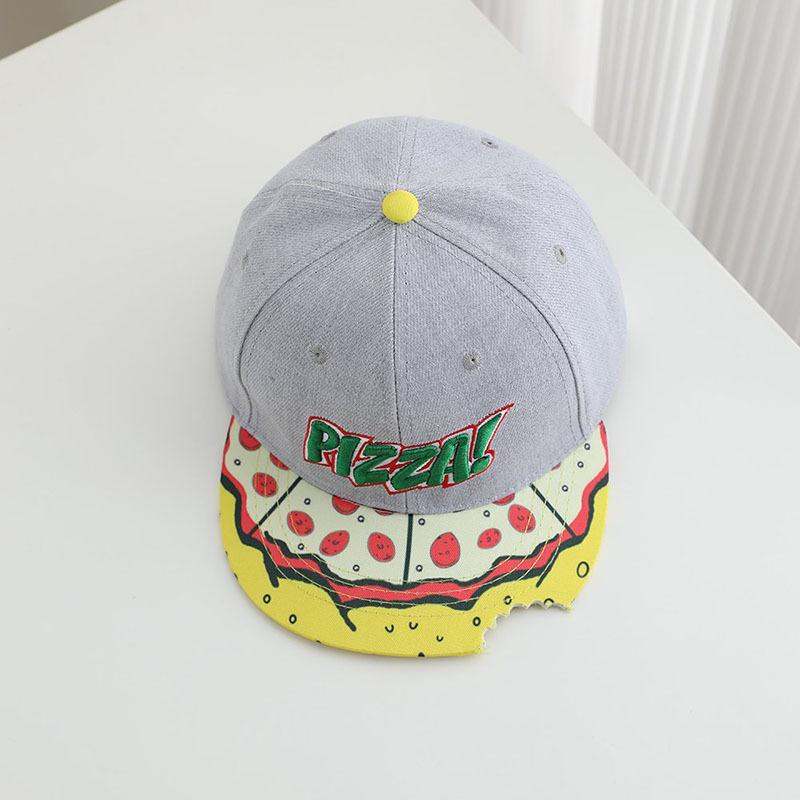Stickerei Cartoon Pizza flacher Rand Hip Hop Hut Schirmkerbe Kinder Hip Hop Hut Jungen und Mädchen Baseballkappe