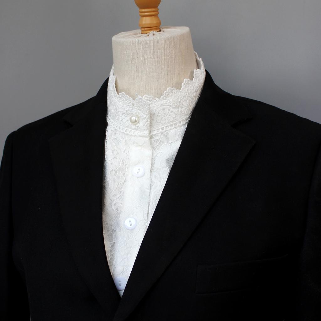 1pc High-Quality Double-Layer Stand Collar Lace Women's Detachable False Collar - Elegant Shirt-Style Decorative High Neck, Suit