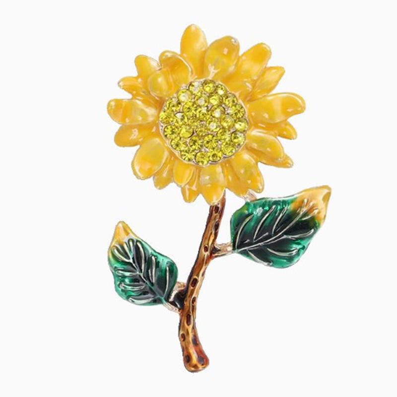 Temperament Trendy Flash Zircon Sunflower Brooch Ladies' Wedding Party Daily Clothing Accessories For Women Jewelry Gift