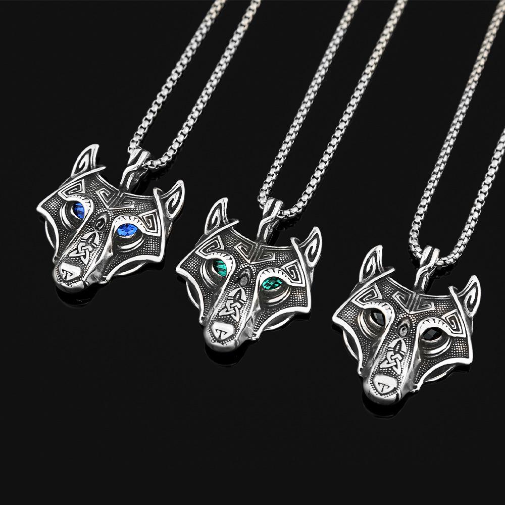 Stainless Steel Celtic Viking Wolf Head Necklace Pendant