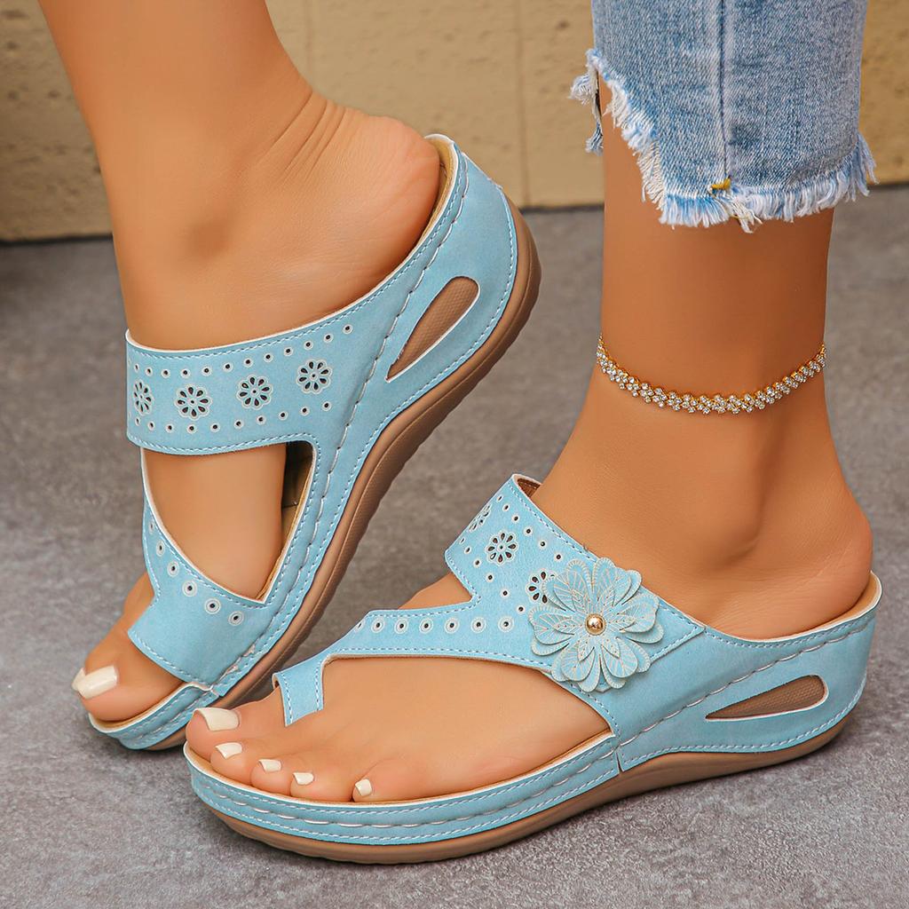 Women'S Platform Wedge Flip Flops Stylish And Casual Slip Floral Dressy Wedge Sandals For Women Earth Runners Women Sandals