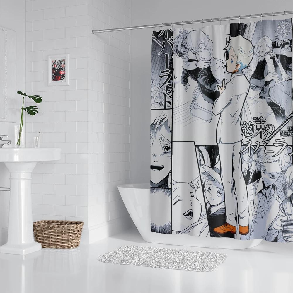 Anime Bathroom Shower Curtain With Hooks, Decorative Bathroom Curtains And Accessories