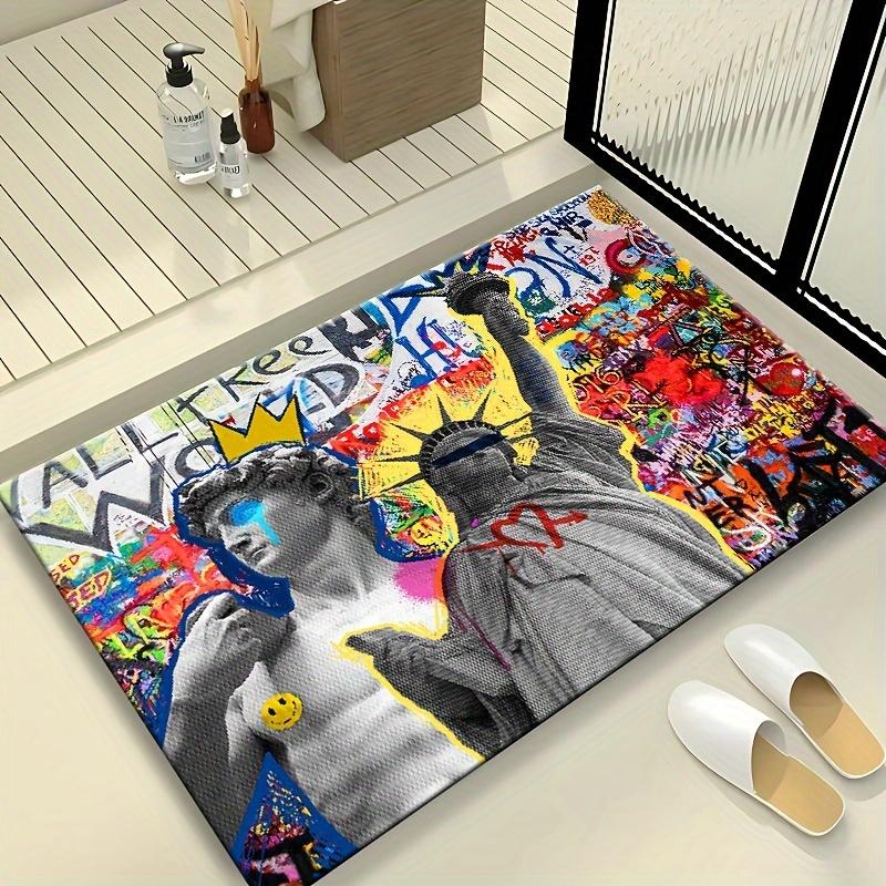 Kreatywny dywanik pod drzwi do łazienki Graffiti Super chłonny dywanik Antypoślizgowe maty pod stopy Wystrój toalety Zmywalne dywaniki do wanny