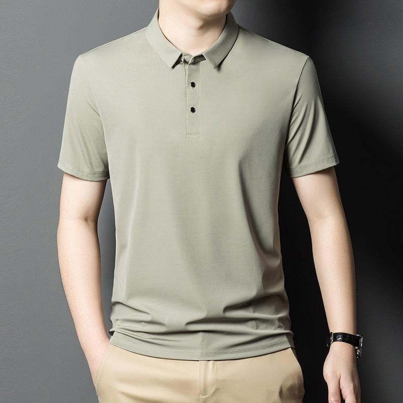 

Men s 2026 Summer Breathable Ice Silk POLO Shirt - High-End, Loose Fit, Casual Short Sleeve T-Shirt L світло-зелений колір