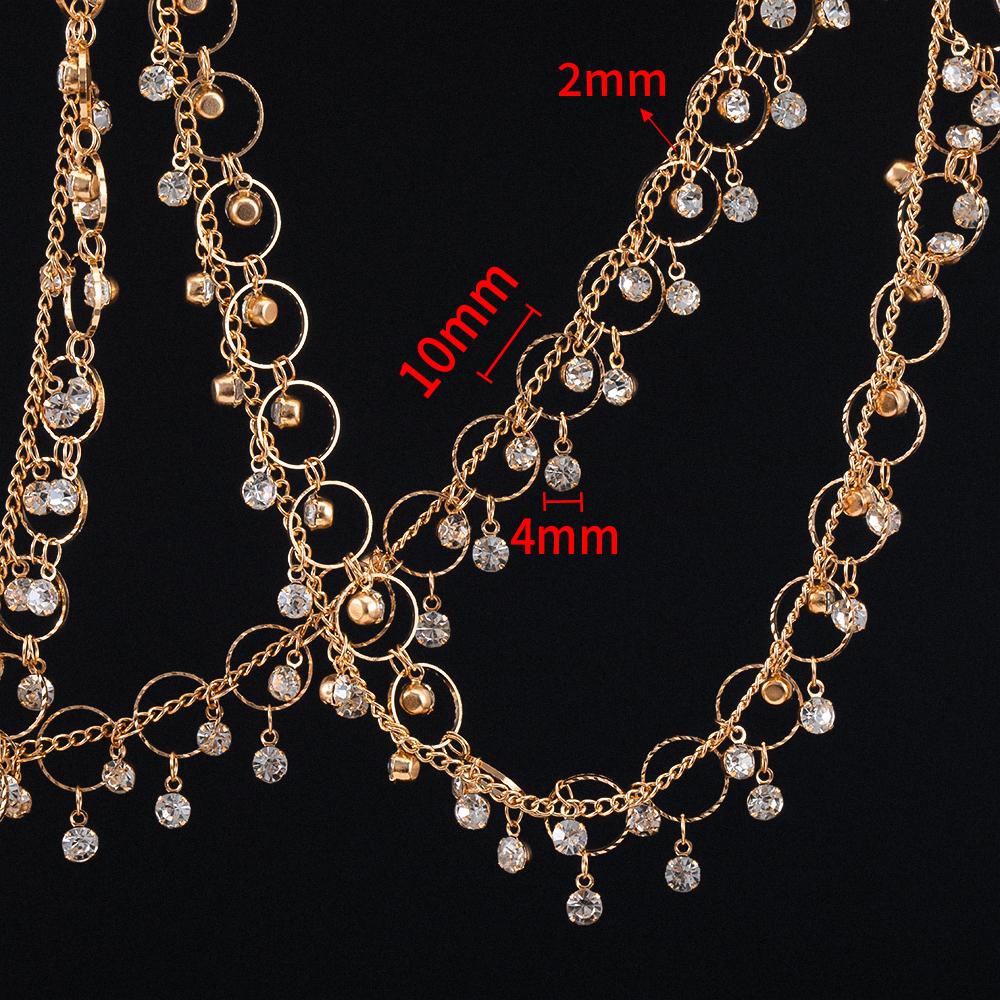 50CM Transparent Crystal Round Charm 10mm Circle Tassel Beaded Copper Short Waist Chains Necklace Bracelet DIY Jewelry Making