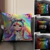 Beautiful Cartoon Girls R-Rainbow High Pillow Case Natural Linen Double-Sided Printing Sofa Home Decor Cushion Cover