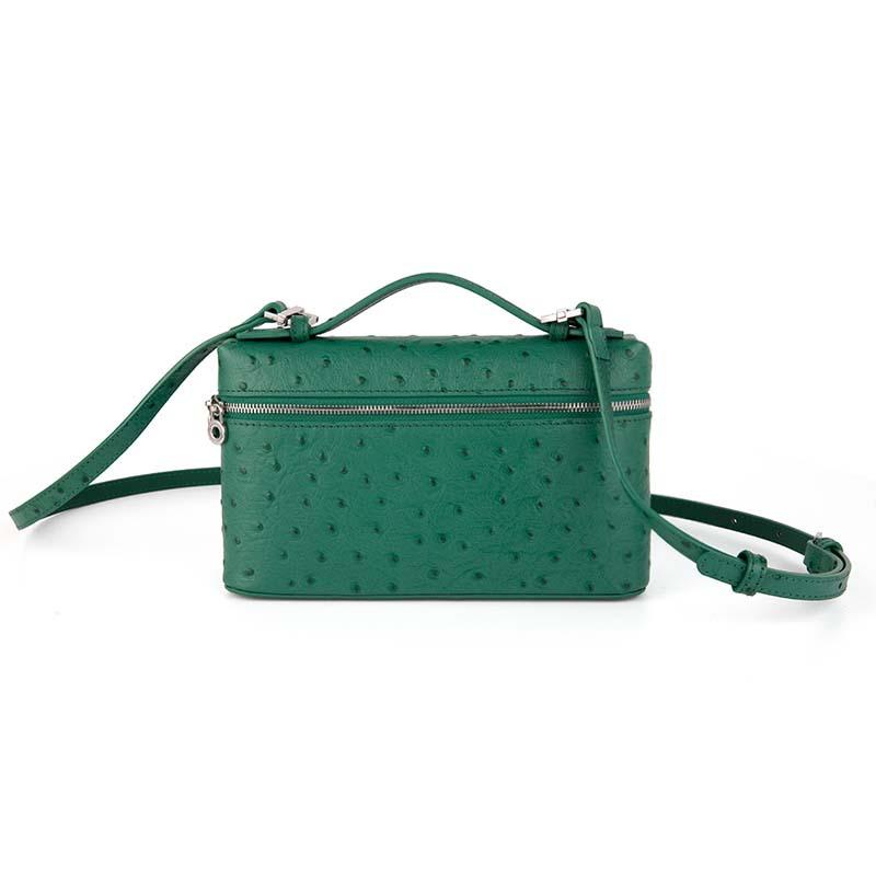 2026 New Head Layer Leather LP19 Lunch Box Bag Fashion Ostrich Pattern Fashion Versatile Single Shoulder Crossbody Makeup Bag