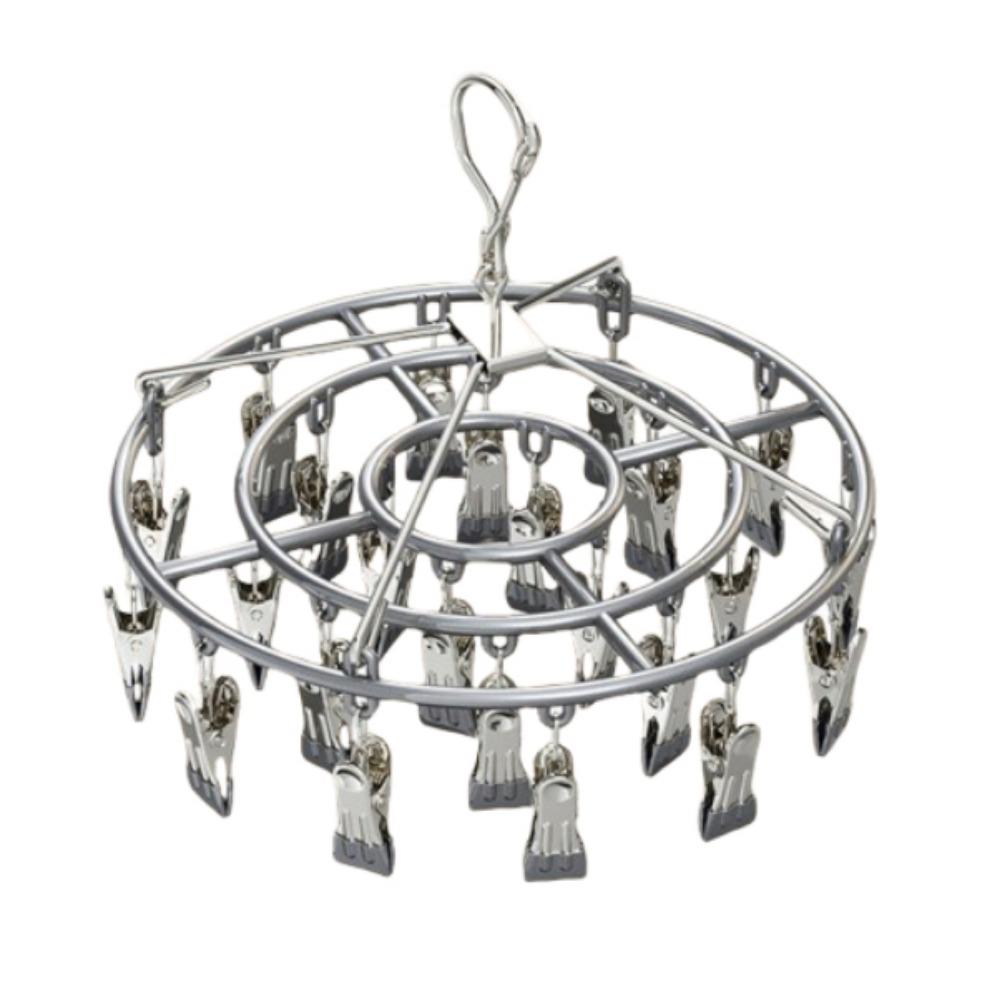 Stainless Steel 24 Clip Hanging Rack Lightweight Clothes Hanger Underwear Socks Clip  Bathroom
