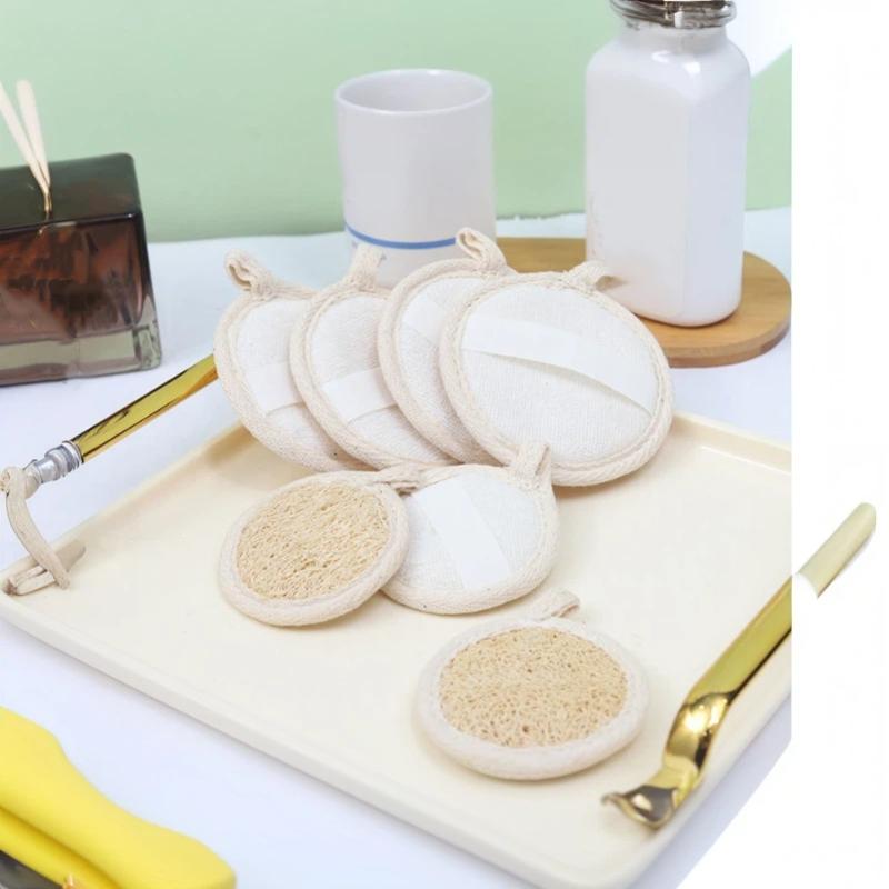 Natural Loofah Exfoliating Facial Puff 1Pcs Soft Skin-Friendly Wash Sponge Portable for Daily Makeup Cleansing
