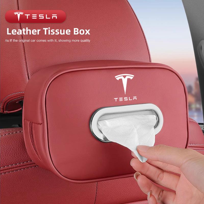Auto Leder Taschentuch Aufbewahrungsbox Sonnenblende Sitzlehne Serviettenpapier Halter Für Tesla Model 3 Model S Model X Model Y Roadster SpaceX