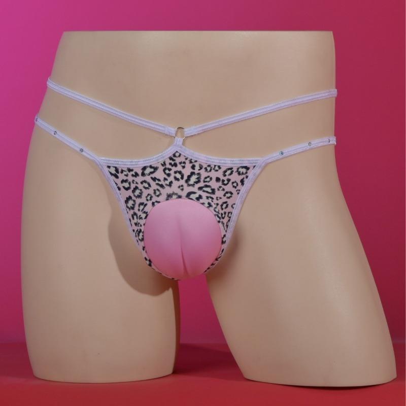 Herren Sexy Tanga G-String Kamelzehe Unterwäsche Leopardendruck Dünner Bund Ausgeschnitten Schleife Unterhose Niedrige Leibhöhe T-Rücken Slips