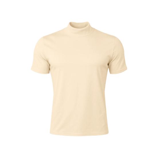 

Мужская повседневная футболка с полувысоким воротником, с коротким рукавом, облегающего кроя, пуловер, однотонная, футболка для мышц, для повседневной носки S абрикосовый