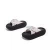 Rhinestone bow one-word drag women's summer new wear versatile sandals thick-bottomed beach slippers