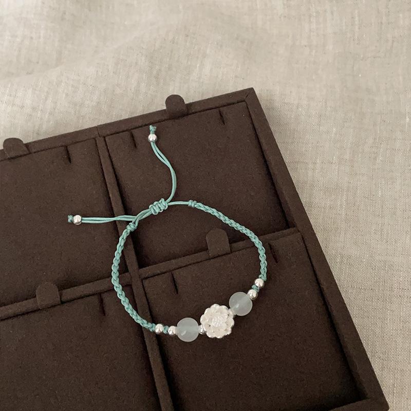 National Style New Chinese Good Luck Lotus Lotus Woven Rope Lotus Bracelet Women'S Retro Simple Personality Versatile Bracelet Jewelry
