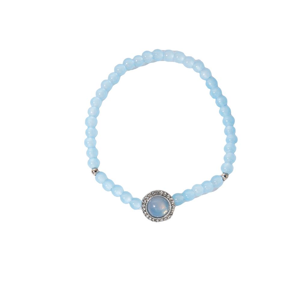 Sky Blue Translucent Beaded Small Fresh And Sweet Bracelet, Light Luxury High-End Feeling, Simple Cold Feeling, Fashionable Temperament Bracelet