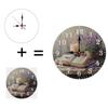 Custom Wood Wall Clock 25cm Round with Geometric Patterns