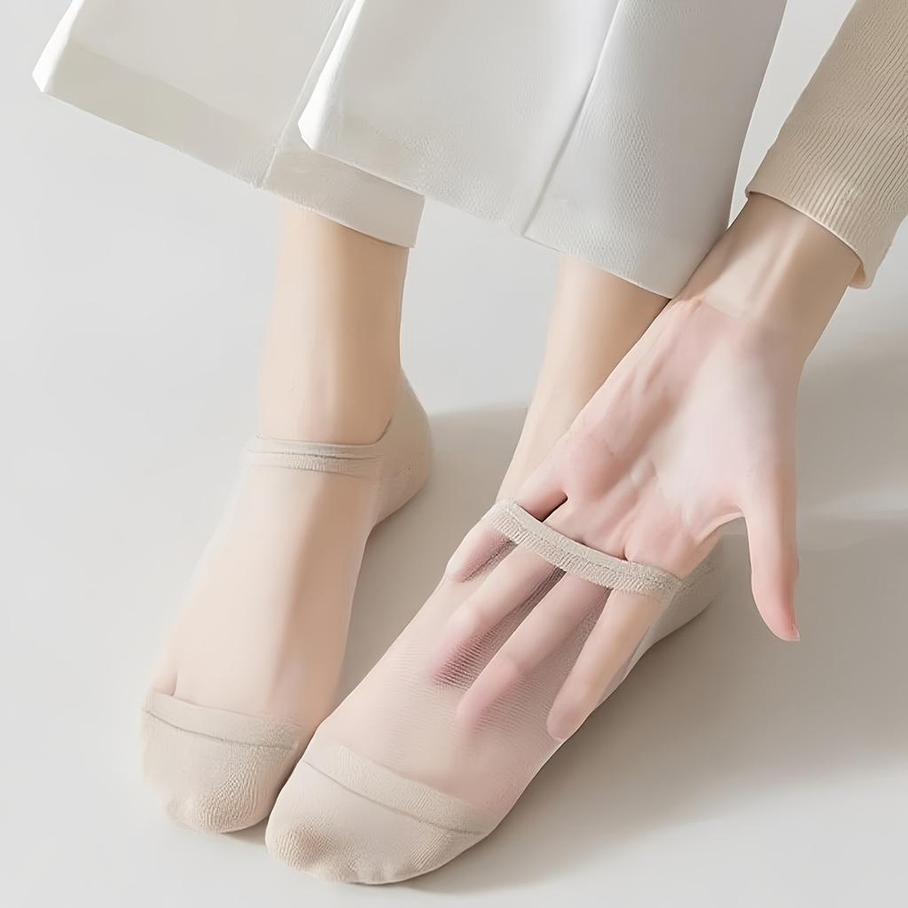 6-Pairs Transparent Low-Cut No-Show Socks Suitable for Daily Wear, Glass Fiber Breathable Short Ankle Socks with Non-Slip Sole