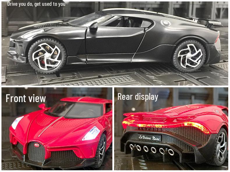 Haodi A3201 Black Night Bugatti Model with Sound & Light, Pull-Back Action, and 4 Opening Doors