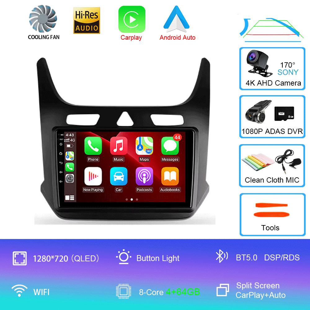 Car Radio Android 14 Carplay for Chevrolet Cobalt 2 2011-2018 Multimedia Video Player WIFI+4G GPS 2Din DVD Head Unit Stereo QLED