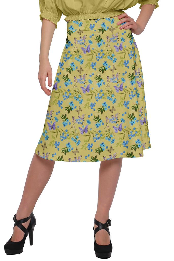 Moomaya Printed Skirt For Women Poly Spandex Casual Wear Summer Girls Skirt