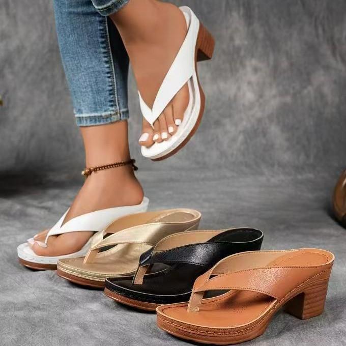 Fashion Low Shoes Hoof Heels Rome PU Fabric Rubber Shoes Low Hoof Heels Rome Rubber Fabric