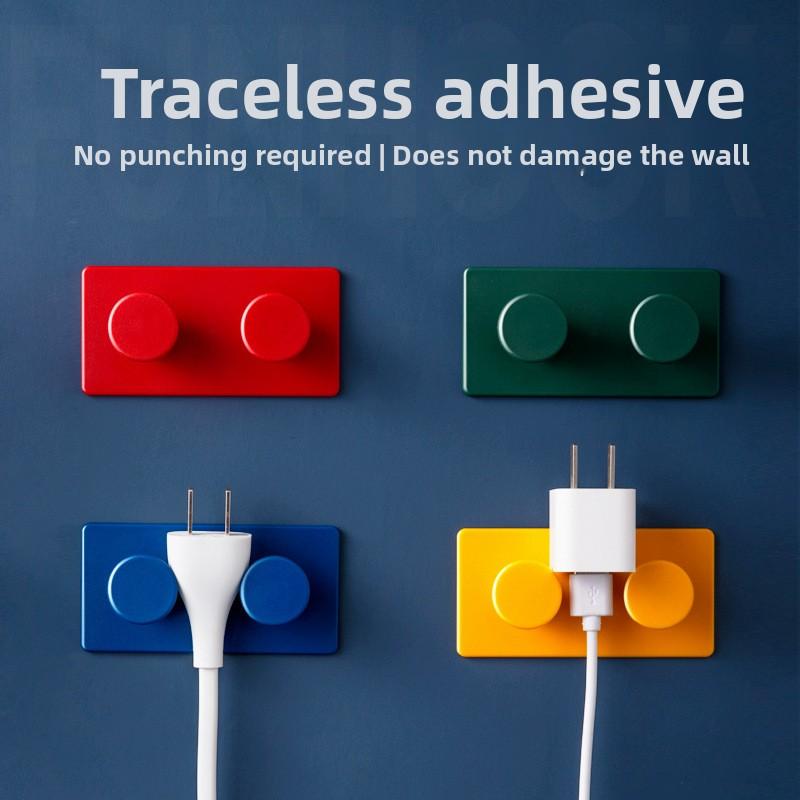 4pcs Practical Hooks Creative Lego Style Hook Without Punching Multi Functional Storage Tool Color Home Decoration Hook Set