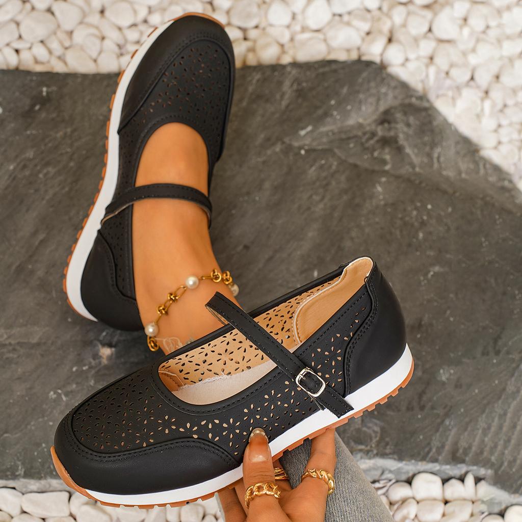 Damskie szerokie oddychające baleriny, wsuwane mokasyny z wycięciem, wygodne mokasyny dla kobiet