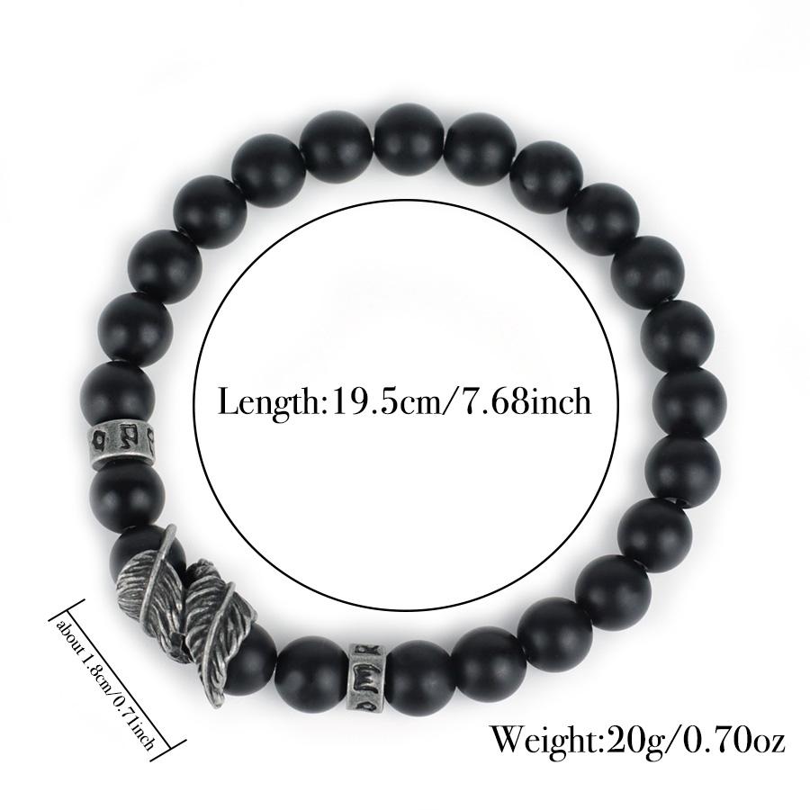 Vintage Feder Armband für Männer Sanskrit Mantra Armband Yoga Meditation Heilung Armband 8mm Lava Onyx Stein Kette Brazalete