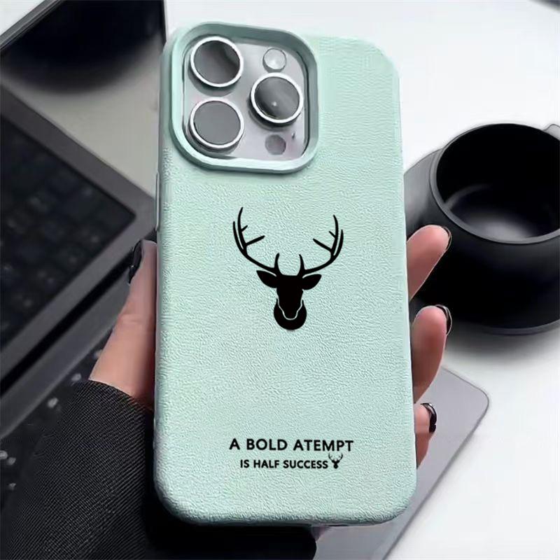 For iPhone 16 Pro Max 16E 15 Pro 14 13 12 11 Phone Case Deer Pattern Slim Matte Anti-Fall TPU Soft Shockproof Bumper Cover