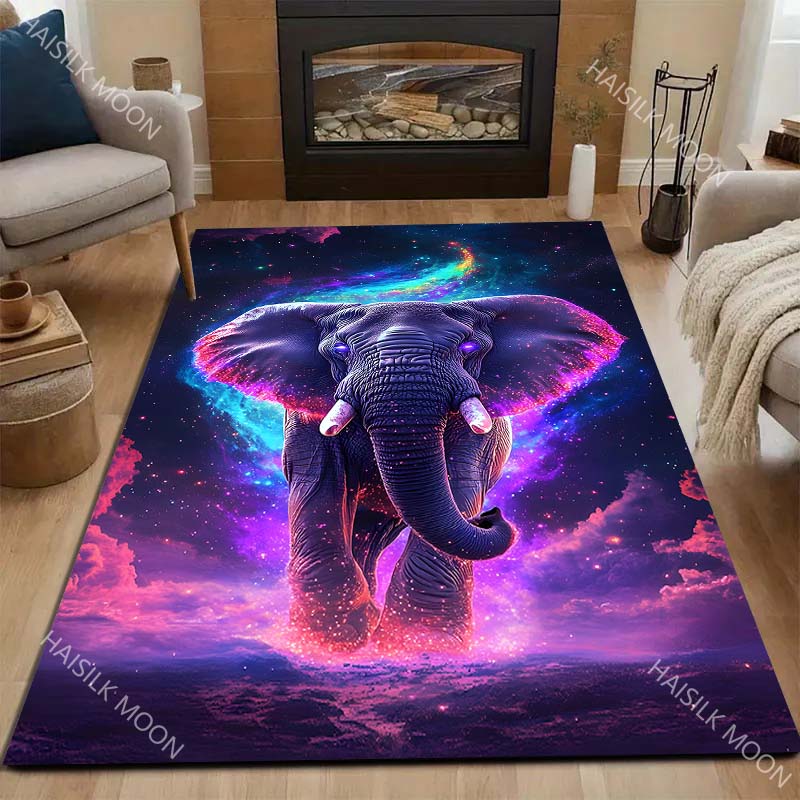 Neon Fantasy Elephant Pattern Carpet for Living Room Bedroom Bedside Floor Mat Sofa Table Area Rugs Home Decor Fast Shipping
