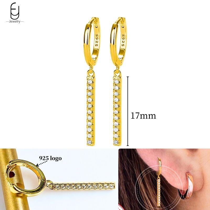 925 Silver Ear Needle White Crystal Gold Earrings for Women Luxury Water drop/Heart/Flower Pendant Earring Fine Jewelry