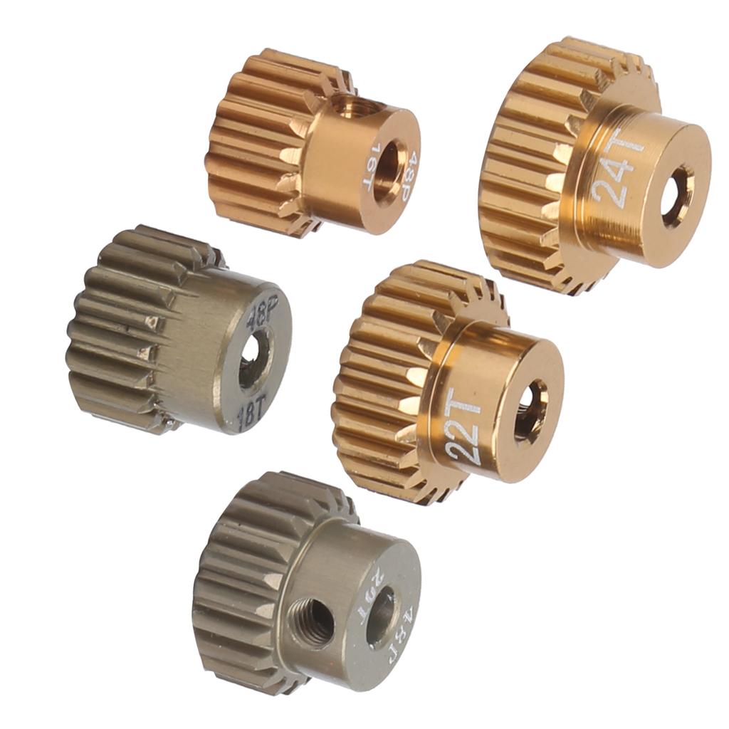5PCS 7075 Aluminum Alloy 48P Pinion Gear Set Motor Gears Kit for 110 RC Car (16T?24T)