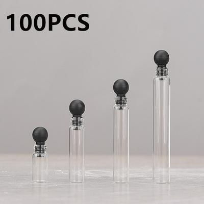 100 KUSŮ 1ML 2ML Skleněná plnitelná lahvička Lahvička na parfém Prázdná Lahvička na kosmetický vzorek Lahvička na esenciální olej Zkumavka Zkušební lahvička