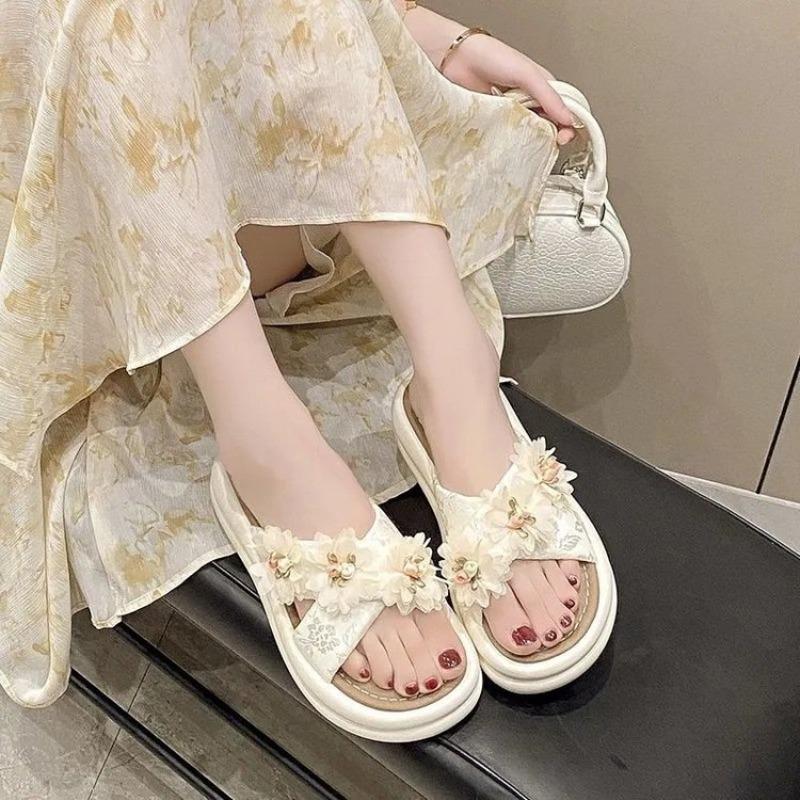 

Slippers, Women s Shoes, Outer Flip-flops with Thick Soles, Beach Sandals 35 белый
