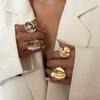 Metal Ring Set, European and American Irregular Jewelry, Female Niche Style, High-end Flower Joint Ring