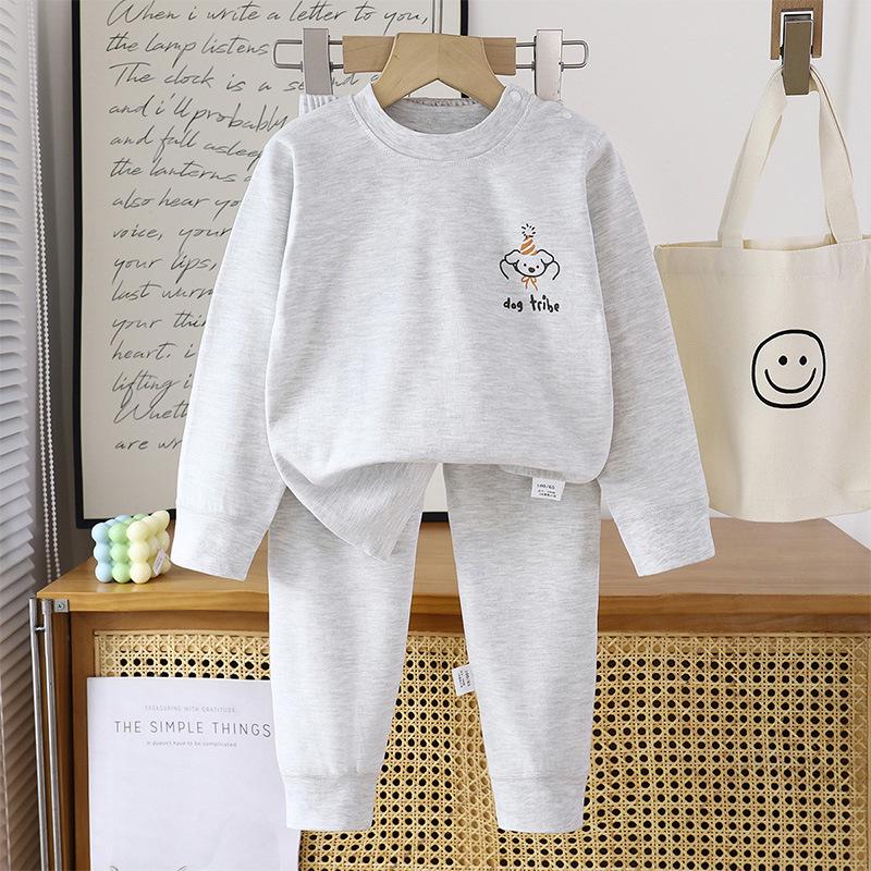 Autumn/Winter Kids' Cotton Long Underwear Set - Cute and Cozy Homewear
