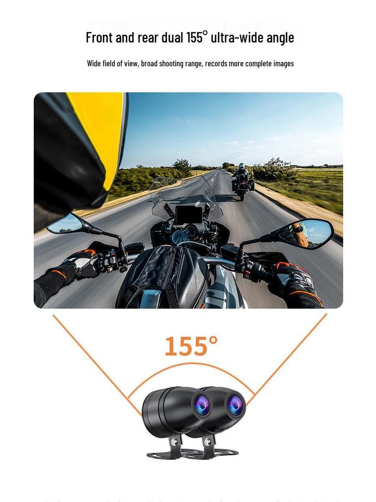 Dual Recording Motorcycle Dash Cam: Front/Rear, HD Night Vision, GPS, Waterproof, WiFi