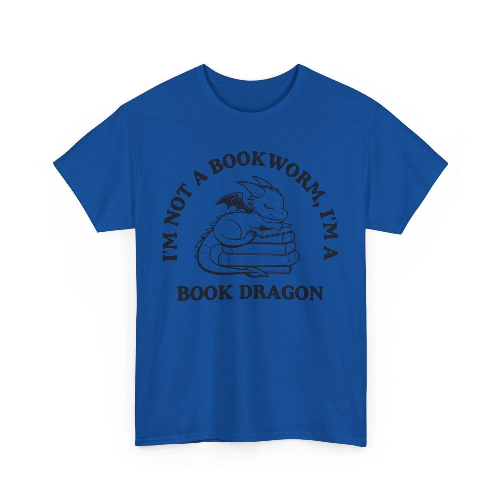 Book T-Shirt | Funny Reading Shirt | I m not a Bookworm, I m a Book dragon tee M