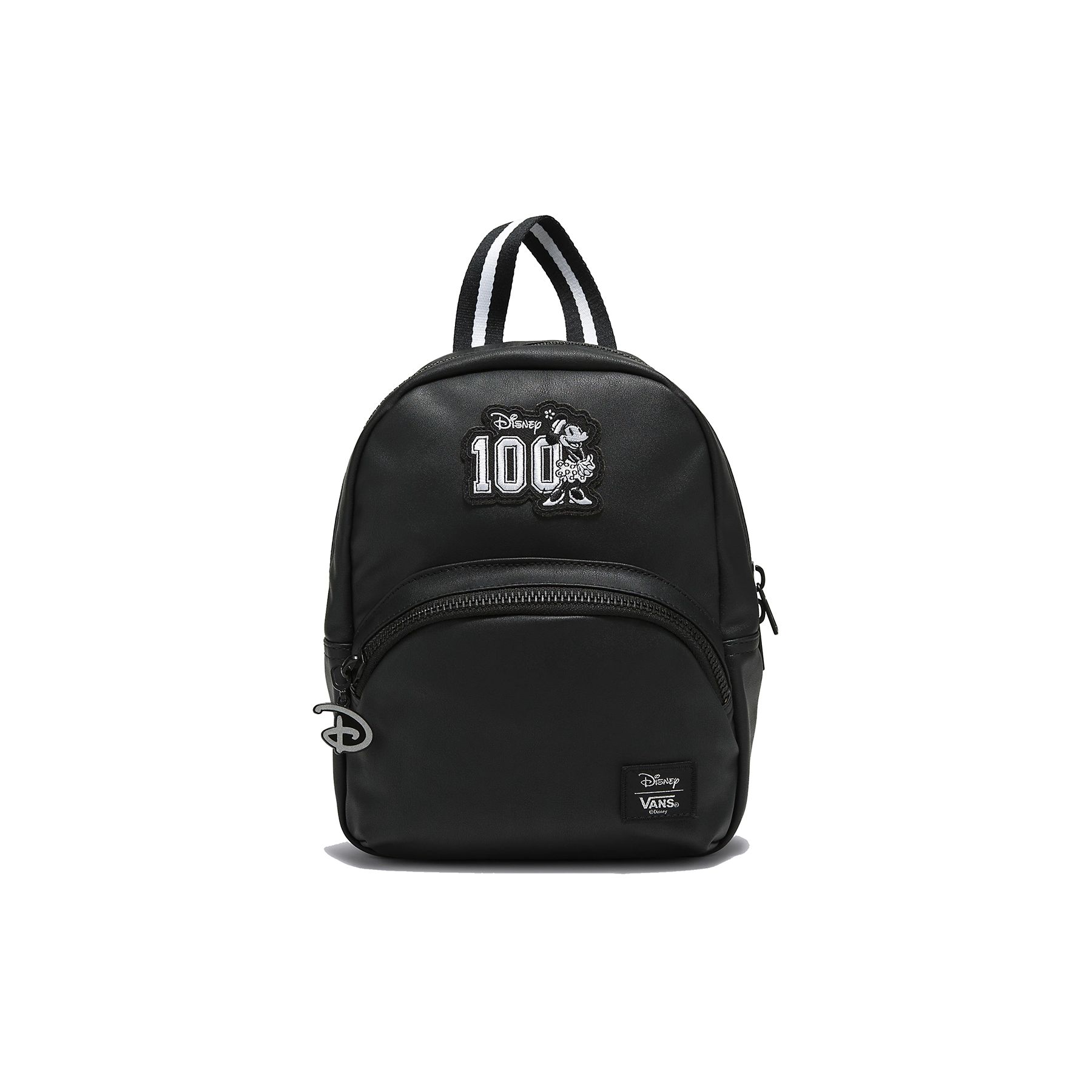 Vans X Disney Collaboration Zipper D-Shaped Keychain Leather Mini Backpack Women backpacks Black VN000FZHBLK Black