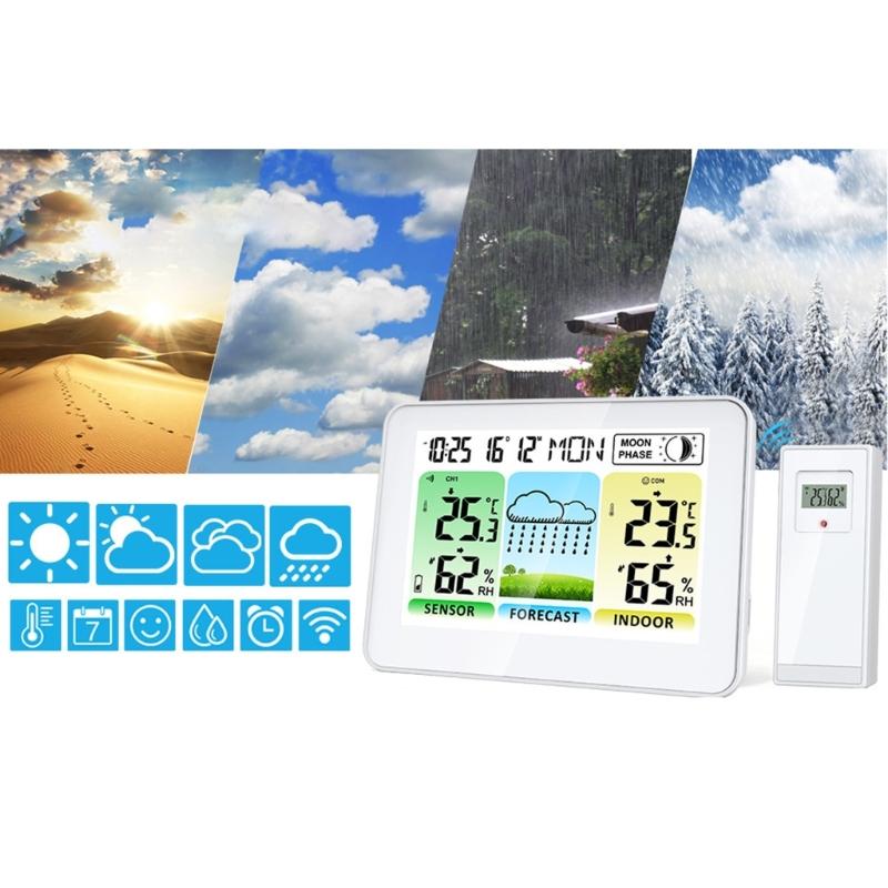 Multifunction Digital Weather Clock Color Screen Temperature Monitor And Alarm Timer Comfort Display for Home
