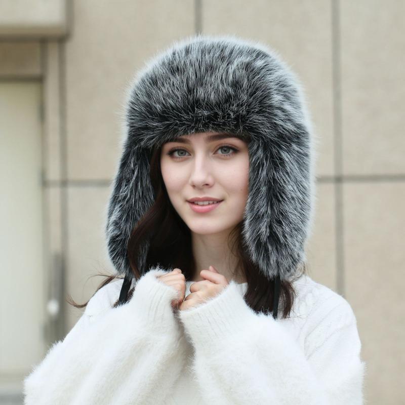 Full fluffy hat, winter cold-proof and warm hat, cotton thickened ear protection hat, outdoor leisure men and women